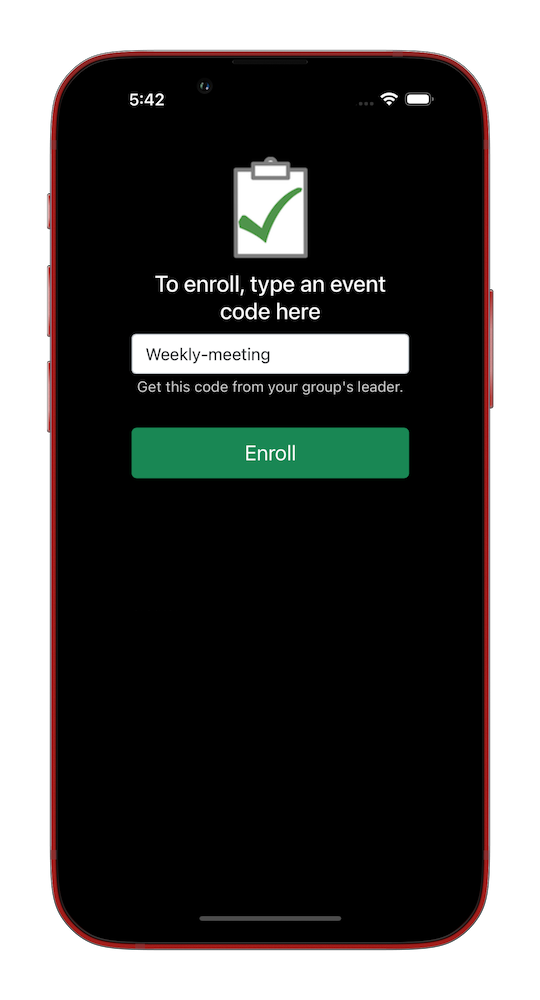 The Youhere mobile-app event-enrollnment screen.